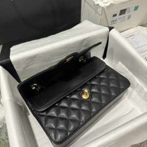 Túi Xách Chanel Classic Replica 11 Da Hạt Màu Đen Khoá Vàng 23cm (1)