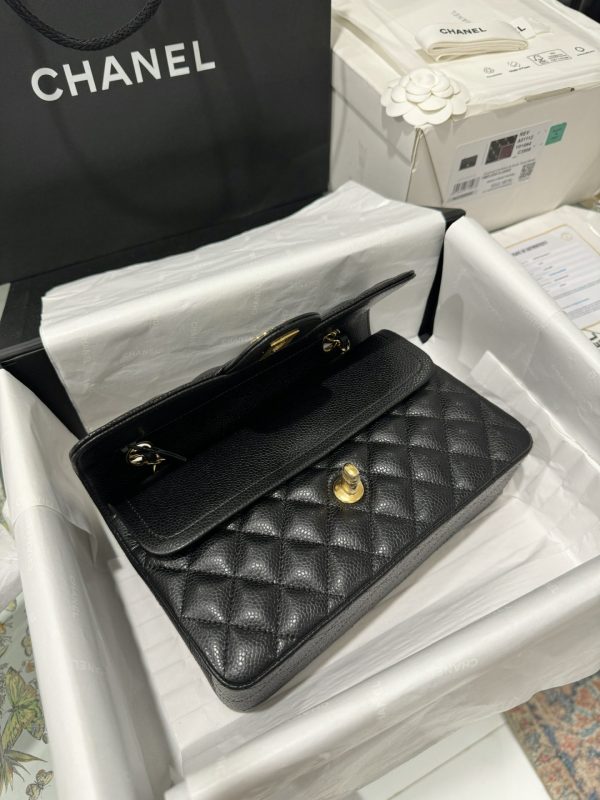 Túi Xách Chanel Classic Replica 11 Da Hạt Màu Đen Khoá Vàng 23cm (1)