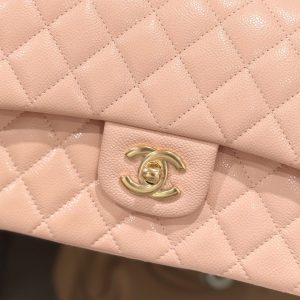 Túi Xách Chanel Classic Replica 11 Màu Hồng Nhạt Khoá Vàng Hồng 23cm (2)