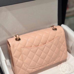 Túi Xách Chanel Classic Replica 11 Màu Hồng Nhạt Khoá Vàng Hồng 23cm (2)