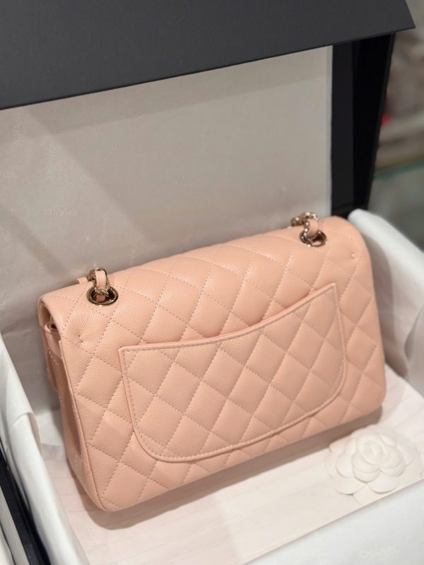 Túi Xách Chanel Classic Replica 11 Màu Hồng Nhạt Khoá Vàng Hồng 23cm (2)