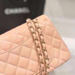 Túi Xách Chanel Classic Replica 11 Màu Hồng Nhạt Khoá Vàng Hồng 23cm (2)