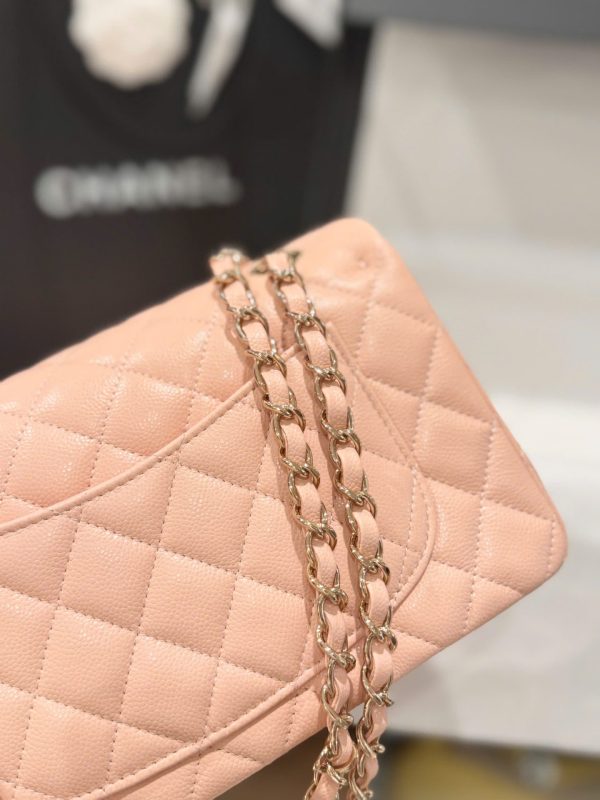 Túi Xách Chanel Classic Replica 11 Màu Hồng Nhạt Khoá Vàng Hồng 23cm (2)