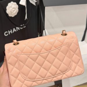 Túi Xách Chanel Classic Replica 11 Màu Hồng Nhạt Khoá Vàng Hồng 23cm (2)