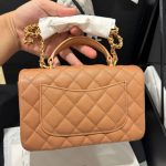 Túi Xách Chanel Handle Mini Replica 11 Màu Cam Khoá Vàng 20cm (2)