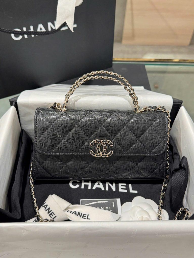 Túi Xách Chanel Kelly 23P Siêu Cấp Nữ Màu Đen Da Hạt 19x10x4 (2)