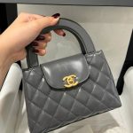 Túi Xách Chanel Kelly Siêu Cấp Nữ Màu Xám Khoá Vàng 19x13x7cm (2)