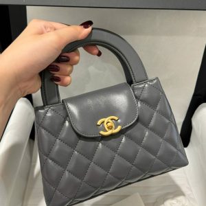 Túi Xách Chanel Kelly Siêu Cấp Nữ Màu Xám Khoá Vàng 19x13x7cm (2)