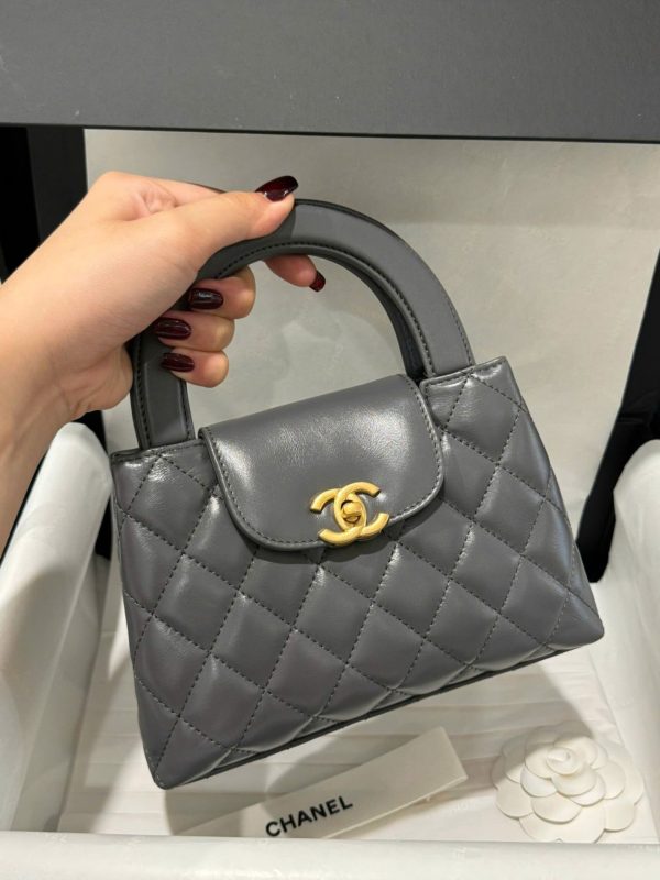 Túi Xách Chanel Kelly Siêu Cấp Nữ Màu Xám Khoá Vàng 19x13x7cm (2)