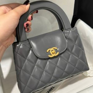 Túi Xách Chanel Kelly Siêu Cấp Nữ Màu Xám Khoá Vàng 19x13x7cm (2)