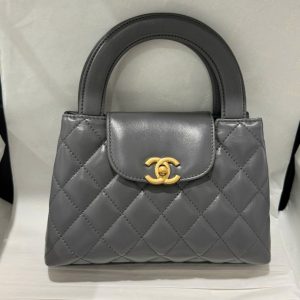 Túi Xách Chanel Kelly Siêu Cấp Nữ Màu Xám Khoá Vàng 19x13x7cm (2)