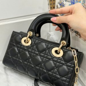 Túi Xách Dior D-Joy Lady Replica 11 Nữ Màu Đen Khoá Vàng 22cm (2)