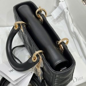 Túi Xách Dior D-Joy Lady Replica 11 Nữ Màu Đen Khoá Vàng 22cm (2)