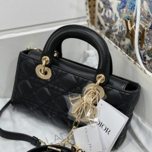 Túi Xách Dior D-Joy Lady Replica 11 Nữ Màu Đen Khoá Vàng 22cm (2)