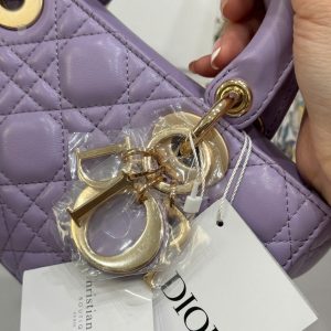 Túi Xách Dior D-Joy Lady Replica 11 Nữ Màu Tím Khoá Vàng 22cm (2)