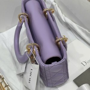 Túi Xách Dior D-Joy Lady Replica 11 Nữ Màu Tím Khoá Vàng 22cm (2)