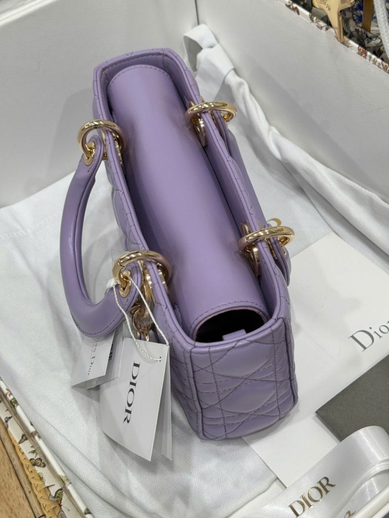 Túi Xách Dior D-Joy Lady Replica 11 Nữ Màu Tím Khoá Vàng 22cm (2)