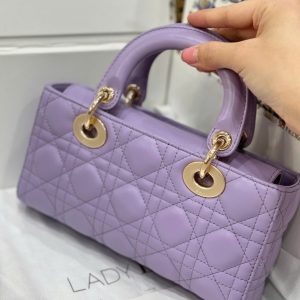 Túi Xách Dior D-Joy Lady Replica 11 Nữ Màu Tím Khoá Vàng 22cm (2)