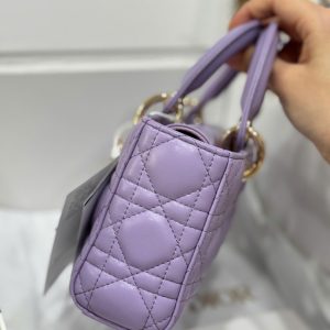 Túi Xách Dior D-Joy Lady Replica 11 Nữ Màu Tím Khoá Vàng 22cm (2)