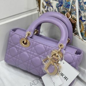 Túi Xách Dior D-Joy Lady Replica 11 Nữ Màu Tím Khoá Vàng 22cm (2)