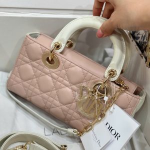 Túi Xách Dior D-Joy Lady Small Like Auth Nữ Màu Hồng Nhạt 22cm (2)