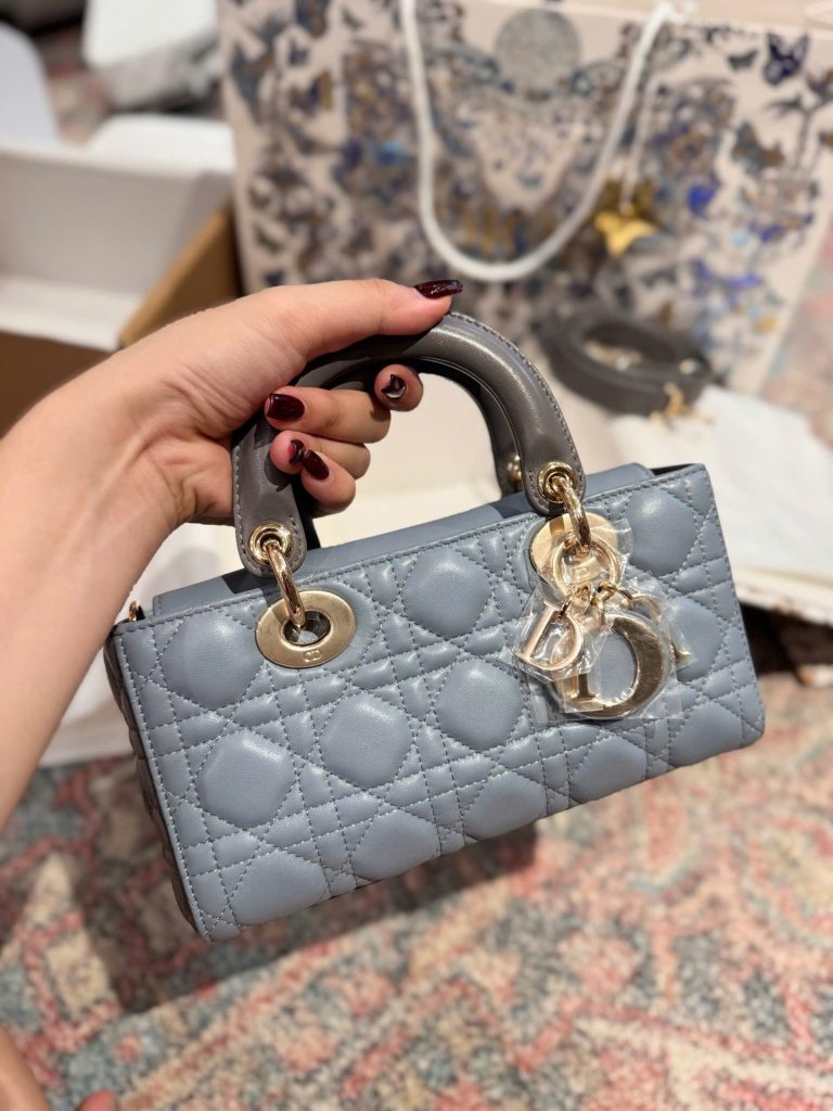 Túi Xách Dior D-Joy Lady Small Like Auth Nữ Màu Xanh Dương 22cm (2)