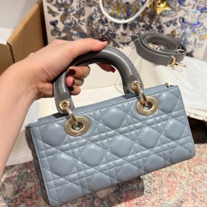 Túi Xách Dior D-Joy Lady Small Like Auth Nữ Màu Xanh Dương 22cm (2)