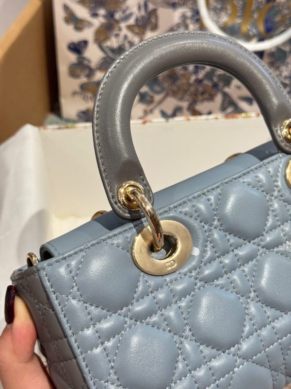 Túi Xách Dior D-Joy Lady Small Like Auth Nữ Màu Xanh Dương 22cm (2)