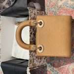 Túi Xách Dior Lady Chế Tác Cận Auth Da Thằn Lằn Màu Nâu 25cm (2)