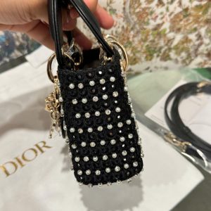 Túi Xách Dior Micro Lady Màu Đen Đính Ngọc Trai Siêu Cấp 12cm (2)