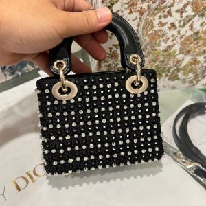 Túi Xách Dior Micro Lady Màu Đen Đính Ngọc Trai Siêu Cấp 12cm (2)