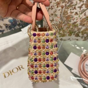 Túi Xách Dior Micro Lady Siêu Cấp Màu Hồng Đính Ngọc Trai 12cm (2)