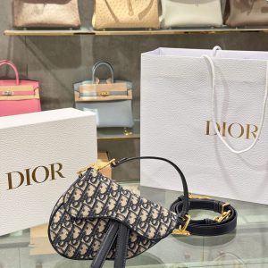 Túi Xách Dior Saddle Siêu Cấp Hoạ Tiết Dior Khoá Vàng 21x18x5cm (2)