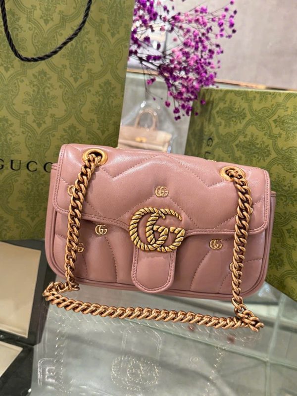 Túi Xách Gucci GG Marmont Small Siêu Cấp Màu Hồng 22cm (2)