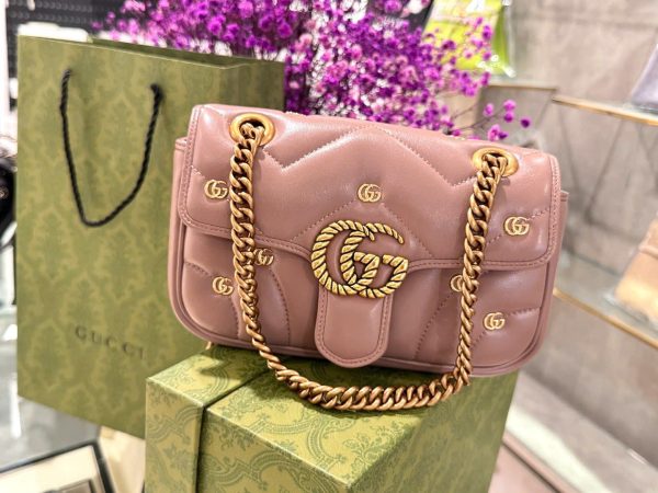 Túi Xách Gucci GG Marmont Small Siêu Cấp Màu Hồng 22cm (2)