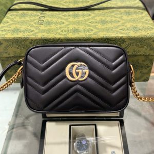 Túi Xách Hàng Hiệu Gucci Marmont Nữ Da Mịn Màu Đen 18cm (2)