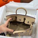 Túi Xách Hermes Birkin Cận Auth Da Đà Điểu Màu Be Khoá Vàng 25cm (2)