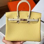 Túi Xách Hermes Birkin Cận Auth Màu Vàng Khoá Vàng Hồng 25cm (2)