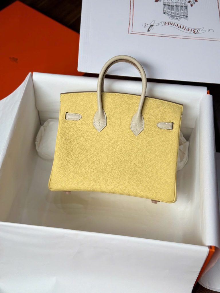 Túi Xách Hermes Birkin Cận Auth Màu Vàng Khoá Vàng Hồng 25cm (2)