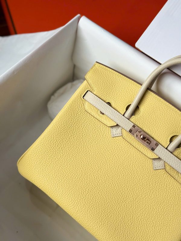 Túi Xách Hermes Birkin Cận Auth Màu Vàng Khoá Vàng Hồng 25cm (2)