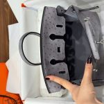 Túi Xách Hermes Birkin Chế Tác Cận Auth Da Đà Điểu Màu Xám 25cm (2)