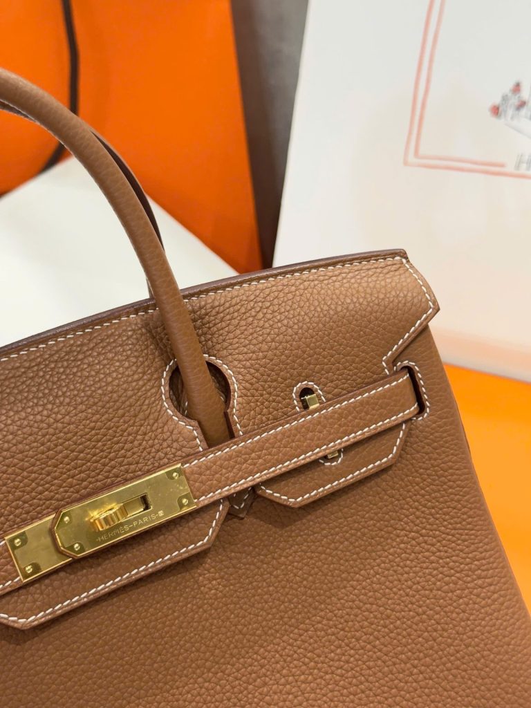 Túi Xách Hermes Birkin Like Auth Nữ Màu Nâu Khoá Vàng 30cm (2)