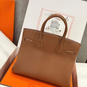 Túi Xách Hermes Birkin Like Auth Nữ Màu Nâu Khoá Vàng 30cm (2)