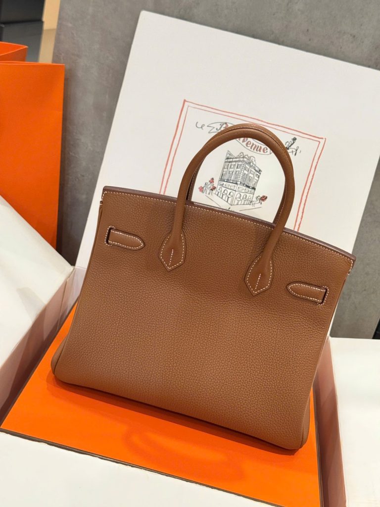 Túi Xách Hermes Birkin Like Auth Nữ Màu Nâu Khoá Vàng 30cm (2)