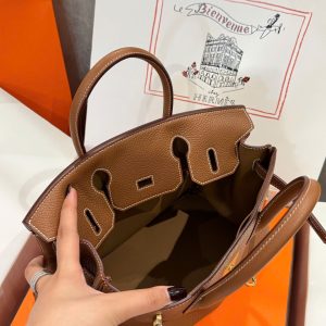 Túi Xách Hermes Birkin Like Auth Nữ Màu Nâu Khoá Vàng 30cm (2)