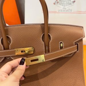 Túi Xách Hermes Birkin Like Auth Nữ Màu Nâu Khoá Vàng 30cm (2)