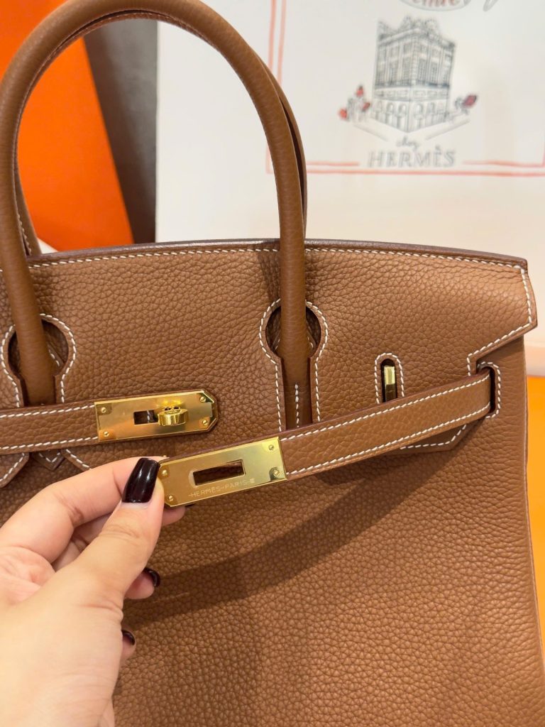 Túi Xách Hermes Birkin Like Auth Nữ Màu Nâu Khoá Vàng 30cm (2)