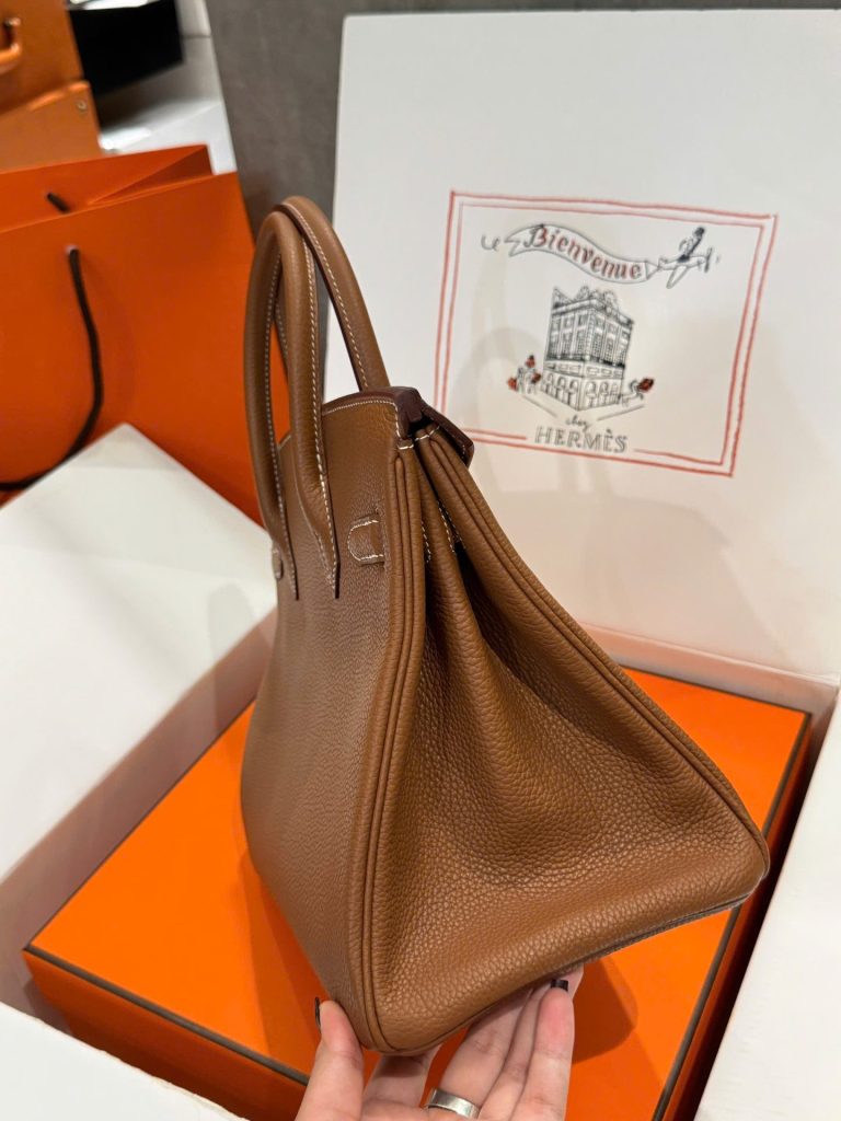 Túi Xách Hermes Birkin Like Auth Nữ Màu Nâu Khoá Vàng 30cm (2)