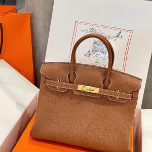 Túi Xách Hermes Birkin Like Auth Nữ Màu Nâu Khoá Vàng 30cm (2)