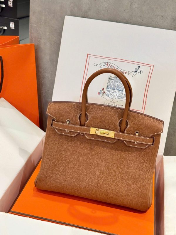 Túi Xách Hermes Birkin Like Auth Nữ Màu Nâu Khoá Vàng 30cm (2)